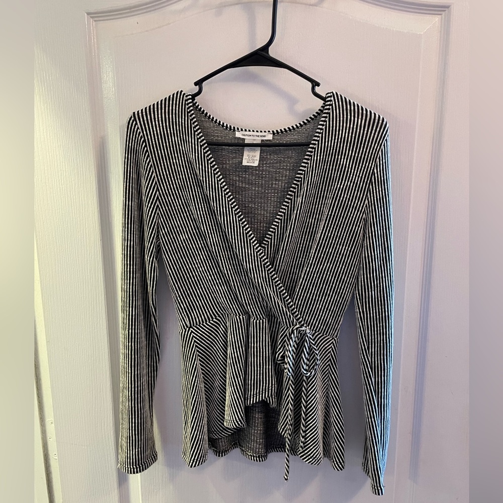 Black & White Striped Long sleeve Shirt